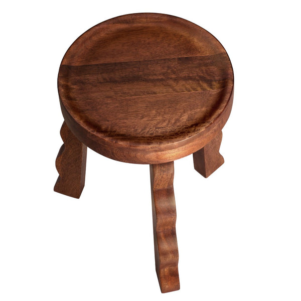 Modway Furniture Sorrel Hand-Carved Wood Stool - Rustic Mango Wood Accent Seat for Home Decor & Versatile Use EEI-7140-WAL