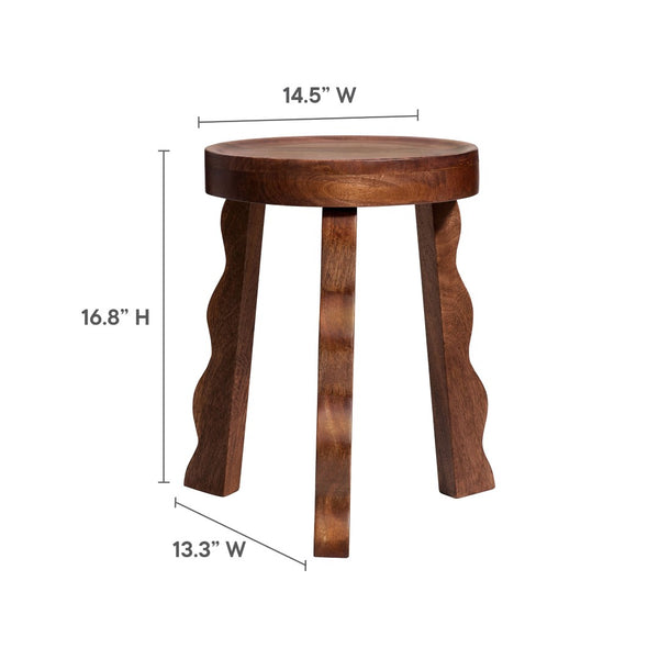 Modway Furniture Sorrel Hand-Carved Wood Stool - Rustic Mango Wood Accent Seat for Home Decor & Versatile Use EEI-7140-WAL