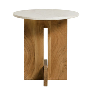 Modway Furniture Tarin Acacia Wood & Marble Side Table - Elegant, Versatile End Table for Modern Living Spaces EEI-7141-NAT