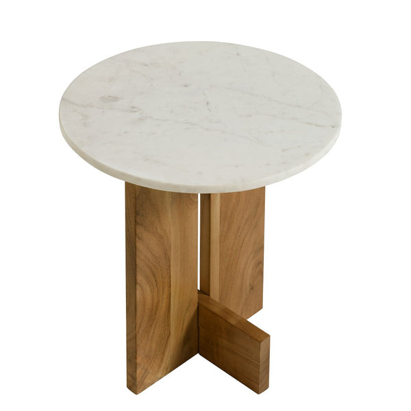 Modway Furniture Tarin Acacia Wood & Marble Side Table - Elegant, Versatile End Table for Modern Living Spaces EEI-7141-NAT
