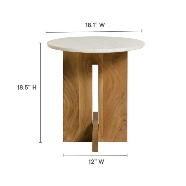 Modway Furniture Tarin Acacia Wood & Marble Side Table - Elegant, Versatile End Table for Modern Living Spaces EEI-7141-NAT