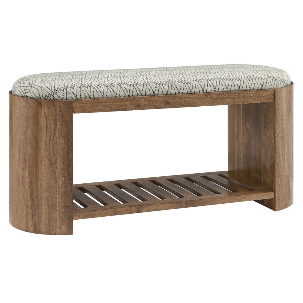 Modway Furniture Ashby 45" Geometric Upholstered Storage Bench - Rustic Acacia Wood, Modern Comfort & Style! EEI-7142-NAT-GEO