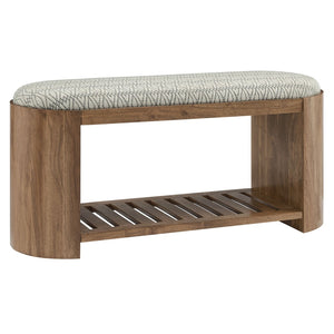Modway Furniture Ashby 45" Geometric Upholstered Storage Bench - Rustic Acacia Wood, Modern Comfort & Style! EEI-7142-NAT-GEO