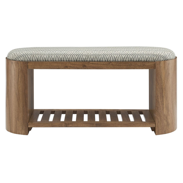 Modway Furniture Ashby 45" Geometric Upholstered Storage Bench - Rustic Acacia Wood, Modern Comfort & Style! EEI-7142-NAT-GEO
