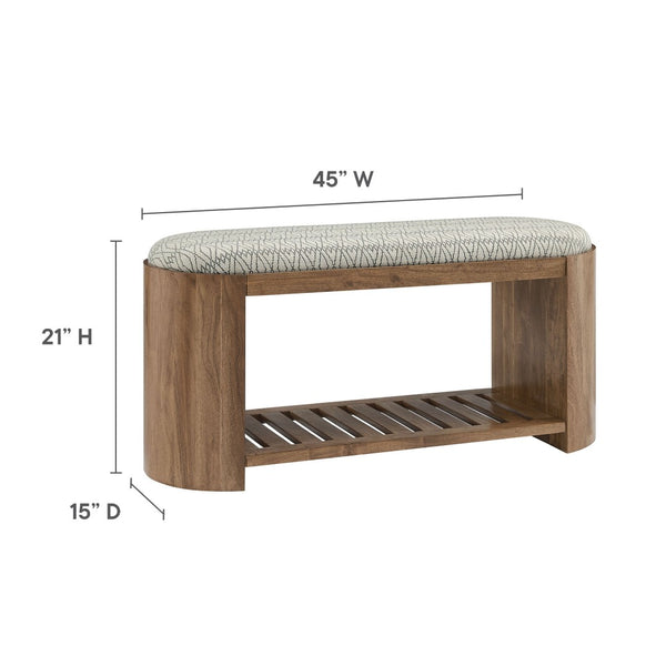 Modway Furniture Ashby 45" Geometric Upholstered Storage Bench - Rustic Acacia Wood, Modern Comfort & Style! EEI-7142-NAT-GEO