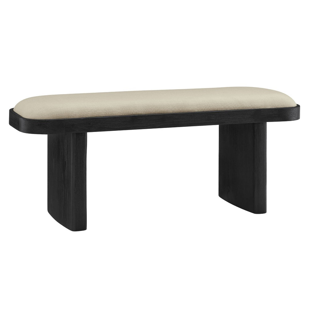 Modway Furniture Iver 43" Oval Wood Accent Bench - Modern Upholstered Entryway Seating with Adjustable Floor Protectors EEI-7143-BLK-FLX