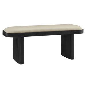 Modway Furniture Iver 43" Oval Wood Accent Bench - Modern Upholstered Entryway Seating with Adjustable Floor Protectors EEI-7143-BLK-FLX
