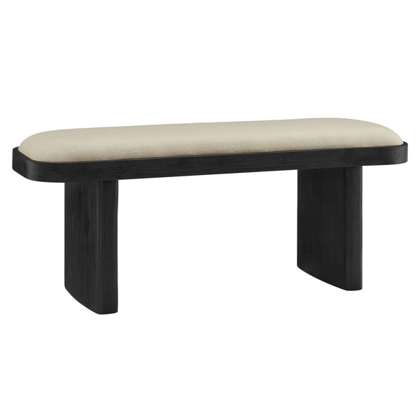 Modway Furniture Iver 43" Oval Wood Accent Bench - Modern Upholstered Entryway Seating with Adjustable Floor Protectors EEI-7143-BLK-FLX