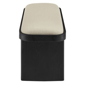 Modway Furniture Iver 43" Oval Wood Accent Bench - Modern Upholstered Entryway Seating with Adjustable Floor Protectors EEI-7143-BLK-FLX