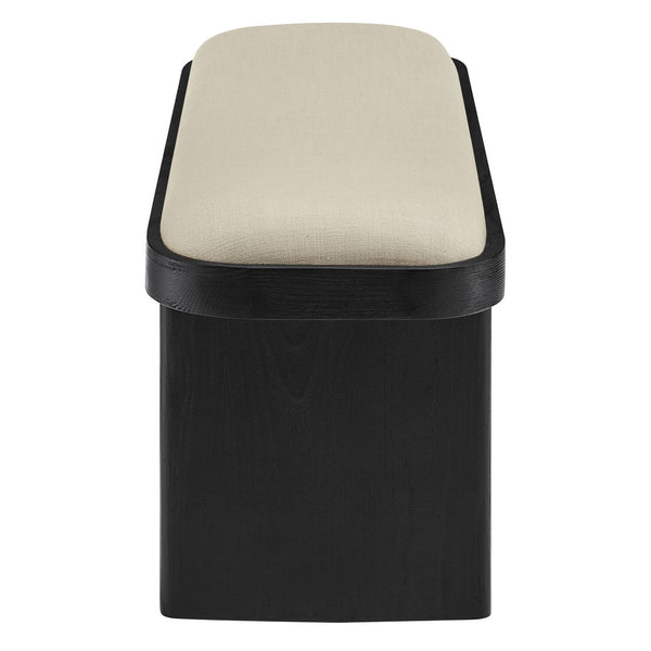 Modway Furniture Iver 43" Oval Wood Accent Bench - Modern Upholstered Entryway Seating with Adjustable Floor Protectors EEI-7143-BLK-FLX