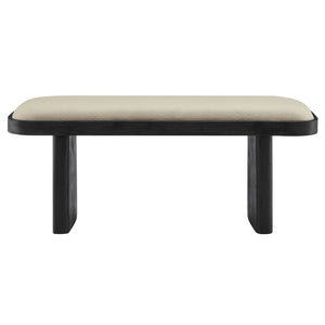 Modway Furniture Iver 43" Oval Wood Accent Bench - Modern Upholstered Entryway Seating with Adjustable Floor Protectors EEI-7143-BLK-FLX