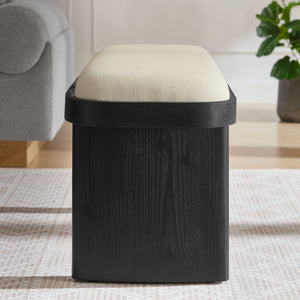 Modway Furniture Iver 43" Oval Wood Accent Bench - Modern Upholstered Entryway Seating with Adjustable Floor Protectors EEI-7143-BLK-FLX