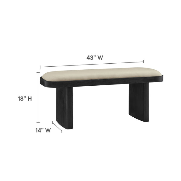 Modway Furniture Iver 43" Oval Wood Accent Bench - Modern Upholstered Entryway Seating with Adjustable Floor Protectors EEI-7143-BLK-FLX