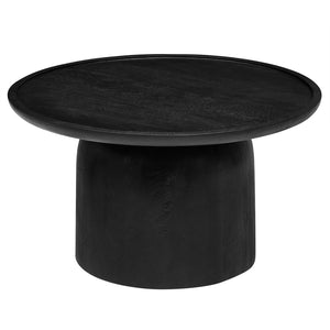 Modway Furniture Holloway 30" Round Mango Wood Coffee Table – Mid-Century Modern Design for Stylish Living Spaces Black EEI-7144-BLK
