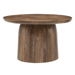 Modway Furniture Holloway 30" Round Mango Wood Coffee Table – Mid-Century Modern Design for Stylish Living Spaces Walnut EEI-7144-WAL