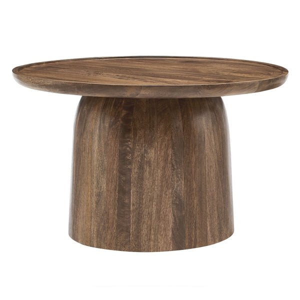 Modway Furniture Holloway 30" Round Mango Wood Coffee Table – Mid-Century Modern Design for Stylish Living Spaces Walnut EEI-7144-WAL