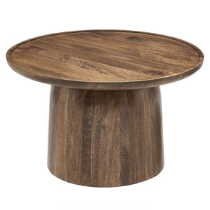 Modway Furniture Holloway 30" Round Mango Wood Coffee Table – Mid-Century Modern Design for Stylish Living Spaces Walnut EEI-7144-WAL