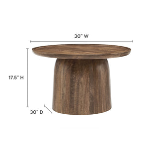 Modway Furniture Holloway 30" Round Mango Wood Coffee Table – Mid-Century Modern Design for Stylish Living Spaces Walnut EEI-7144-WAL