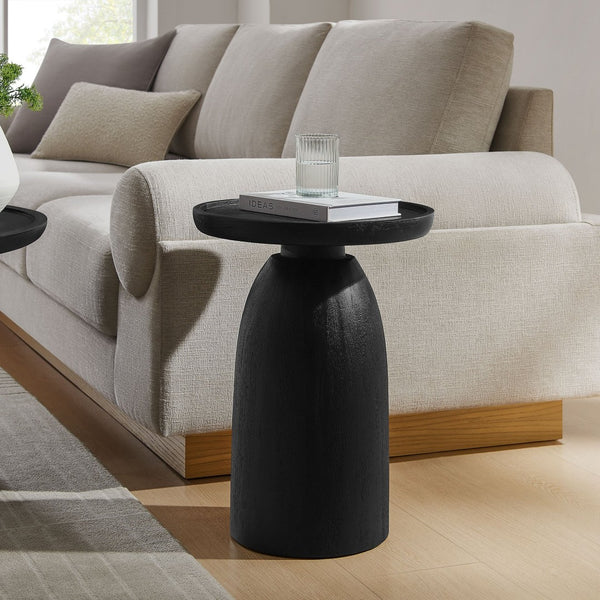 Modway Furniture Holloway Round Mango Wood Side Table - Mid-Century Modern Accent for Stylish Living Spaces Black EEI-7145-BLK