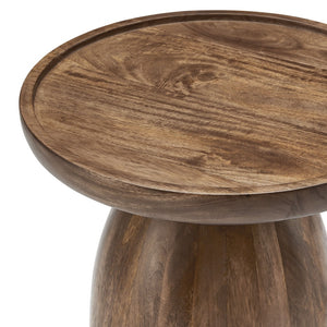Modway Furniture Holloway Round Mango Wood Side Table - Mid-Century Modern Accent for Stylish Living Spaces Walnut EEI-7145-WAL