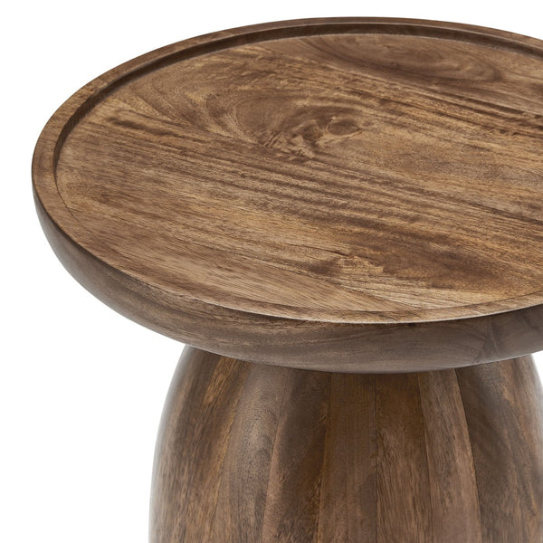 Modway Furniture Holloway Round Mango Wood Side Table - Mid-Century Modern Accent for Stylish Living Spaces Walnut EEI-7145-WAL