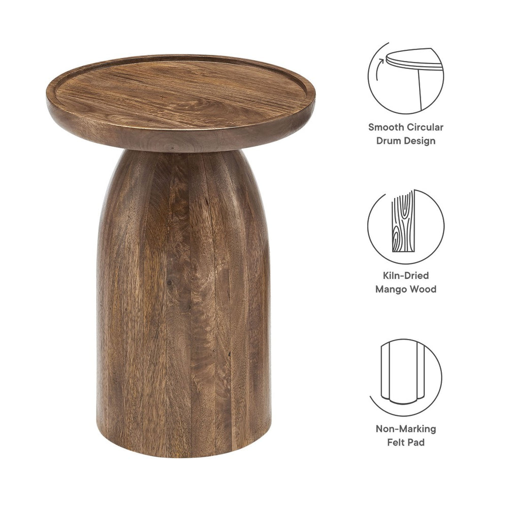 Modway Furniture Holloway Round Mango Wood Side Table - Mid-Century Modern Accent for Stylish Living Spaces Walnut EEI-7145-WAL