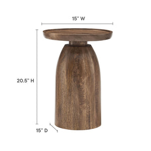 Modway Furniture Holloway Round Mango Wood Side Table - Mid-Century Modern Accent for Stylish Living Spaces Walnut EEI-7145-WAL