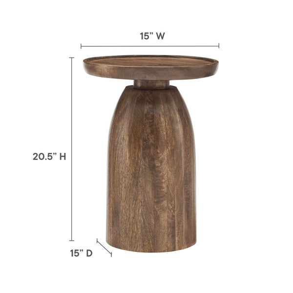 Modway Furniture Holloway Round Mango Wood Side Table - Mid-Century Modern Accent for Stylish Living Spaces Walnut EEI-7145-WAL