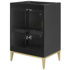 Modway Furniture Beau 24" Bathroom Vanity Cabinet - Elegant Solid Wood Design with Adjustable Storage & Customizable Top EEI-7147-BLK