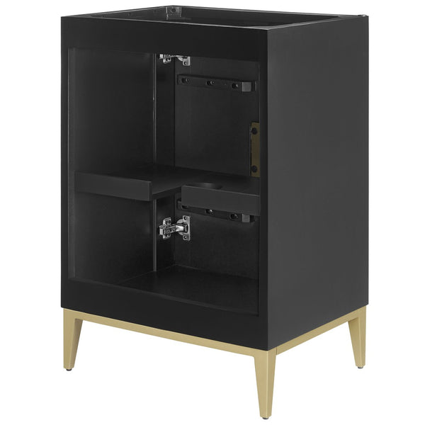 Modway Furniture Beau 24" Bathroom Vanity Cabinet - Elegant Solid Wood Design with Adjustable Storage & Customizable Top EEI-7147-BLK
