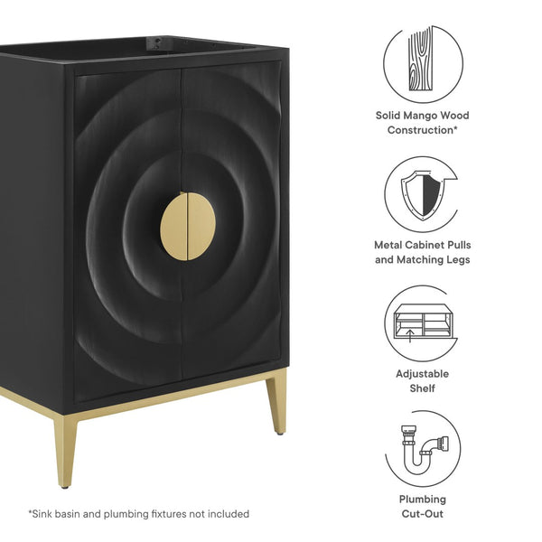 Modway Furniture Beau 24" Bathroom Vanity Cabinet - Elegant Solid Wood Design with Adjustable Storage & Customizable Top EEI-7147-BLK