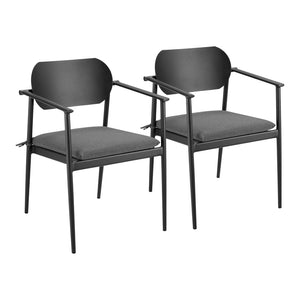 Modway Furniture Aeris Stackable Outdoor Dining Armchair Set of 2 - Durable Aluminum, Ergonomic Comfort & Style Charcoal EEI-7148-CHA-CHA