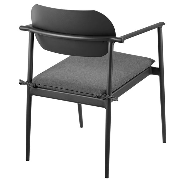 Modway Furniture Aeris Stackable Outdoor Dining Armchair Set of 2 - Durable Aluminum, Ergonomic Comfort & Style Charcoal EEI-7148-CHA-CHA