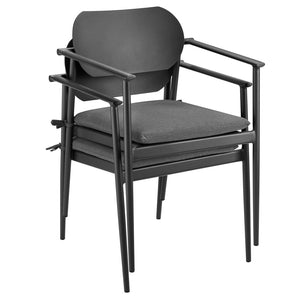 Modway Furniture Aeris Stackable Outdoor Dining Armchair Set of 2 - Durable Aluminum, Ergonomic Comfort & Style Charcoal EEI-7148-CHA-CHA