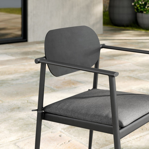 Modway Furniture Aeris Stackable Outdoor Dining Armchair Set of 2 - Durable Aluminum, Ergonomic Comfort & Style Charcoal EEI-7148-CHA-CHA