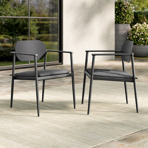 Modway Furniture Aeris Stackable Outdoor Dining Armchair Set of 2 - Durable Aluminum, Ergonomic Comfort & Style Charcoal EEI-7148-CHA-CHA