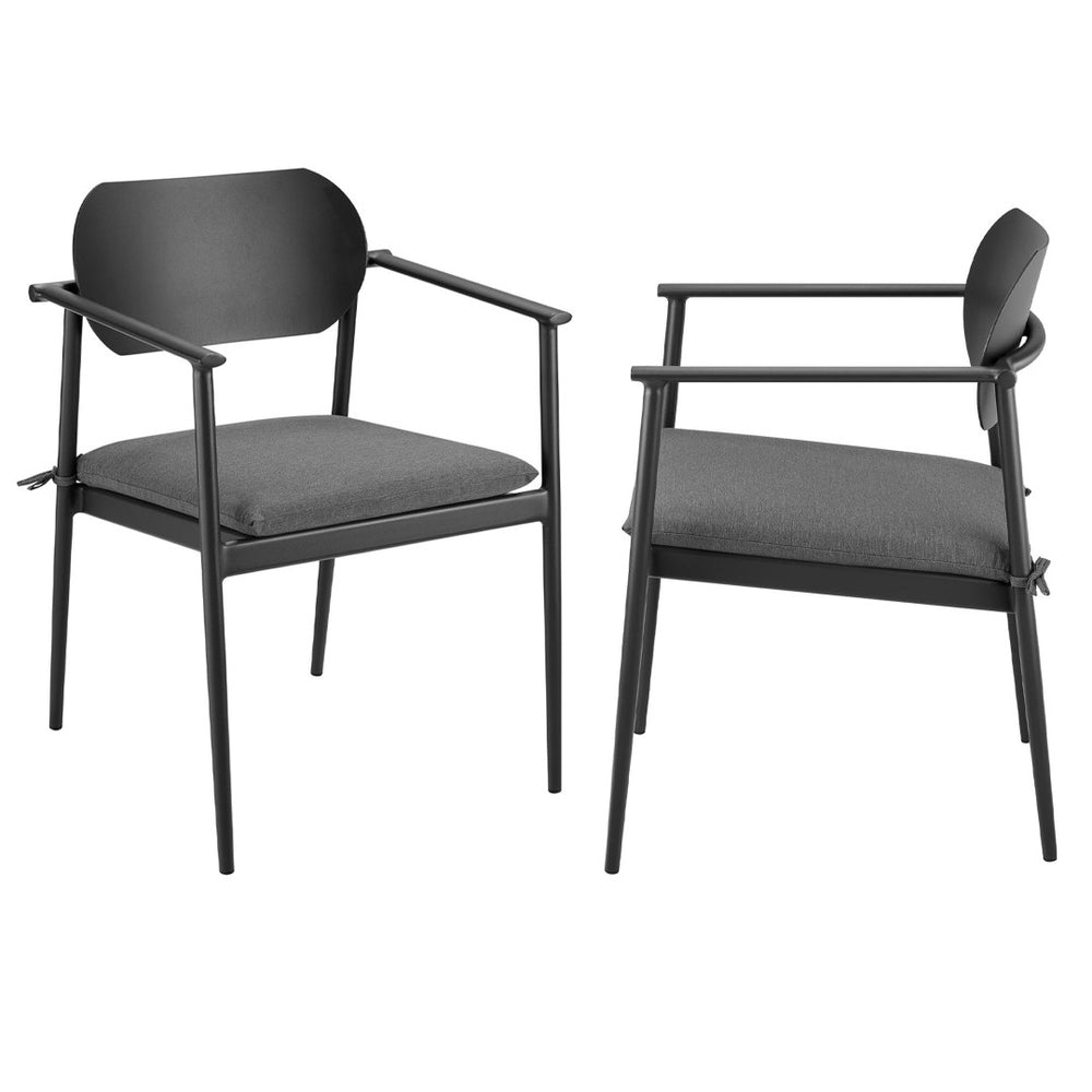 Modway Furniture Aeris Stackable Outdoor Dining Armchair Set of 2 - Durable Aluminum, Ergonomic Comfort & Style Charcoal EEI-7148-CHA-CHA