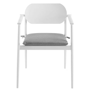 Modway Furniture Aeris Stackable Outdoor Dining Armchair Set of 2 - Durable Aluminum, Ergonomic Comfort & Style White EEI-7148-WHI-LGR