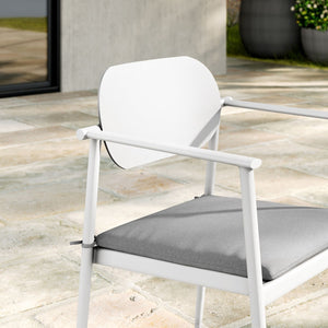 Modway Furniture Aeris Stackable Outdoor Dining Armchair Set of 2 - Durable Aluminum, Ergonomic Comfort & Style White EEI-7148-WHI-LGR