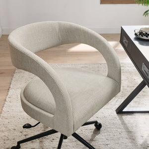 Modway Furniture Pinnacle Upholstered Office Chair - Elegant Barrel Design with Adjustable Comfort and Supportive Cushioning Linen EEI-7149-LIN