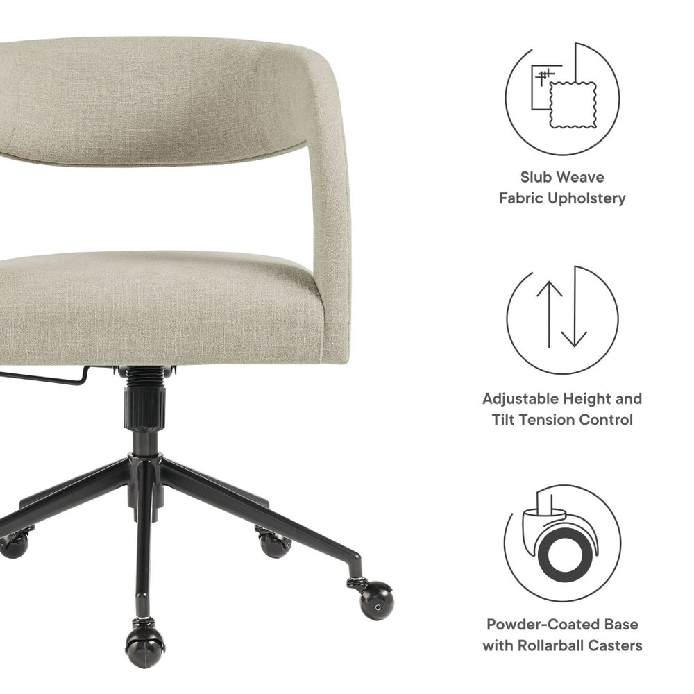 Modway Furniture Pinnacle Upholstered Office Chair - Elegant Barrel Design with Adjustable Comfort and Supportive Cushioning Linen EEI-7149-LIN