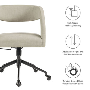 Modway Furniture Pinnacle Upholstered Office Chair - Elegant Barrel Design with Adjustable Comfort and Supportive Cushioning Linen EEI-7149-LIN