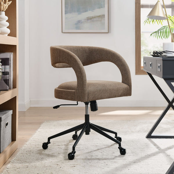 Modway Furniture Pinnacle Upholstered Office Chair - Elegant Barrel Design with Adjustable Comfort and Supportive Cushioning Mocha EEI-7149-MOC