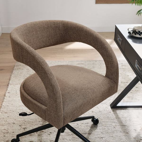 Modway Furniture Pinnacle Upholstered Office Chair - Elegant Barrel Design with Adjustable Comfort and Supportive Cushioning Mocha EEI-7149-MOC