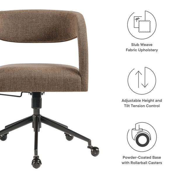 Modway Furniture Pinnacle Upholstered Office Chair - Elegant Barrel Design with Adjustable Comfort and Supportive Cushioning Mocha EEI-7149-MOC