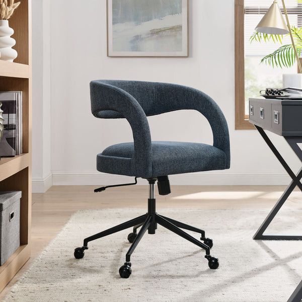 Modway Furniture Pinnacle Upholstered Office Chair - Elegant Barrel Design with Adjustable Comfort and Supportive Cushioning Slate Blue EEI-7149-SLB