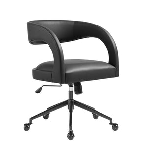 Modway Furniture Pinnacle Vegan Leather Office Chair – Modern Design, Adjustable Comfort & Effortless Mobility for Workspaces Black EEI-7150-BLK