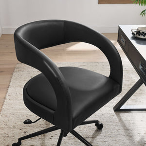 Modway Furniture Pinnacle Vegan Leather Office Chair – Modern Design, Adjustable Comfort & Effortless Mobility for Workspaces Black EEI-7150-BLK