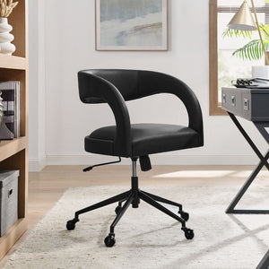 Modway Furniture Pinnacle Vegan Leather Office Chair – Modern Design, Adjustable Comfort & Effortless Mobility for Workspaces Black EEI-7150-BLK