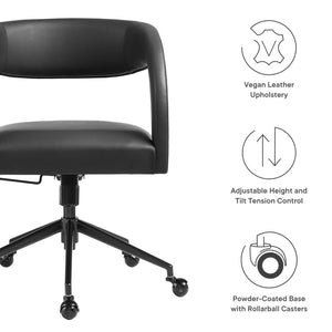 Modway Furniture Pinnacle Vegan Leather Office Chair – Modern Design, Adjustable Comfort & Effortless Mobility for Workspaces Black EEI-7150-BLK